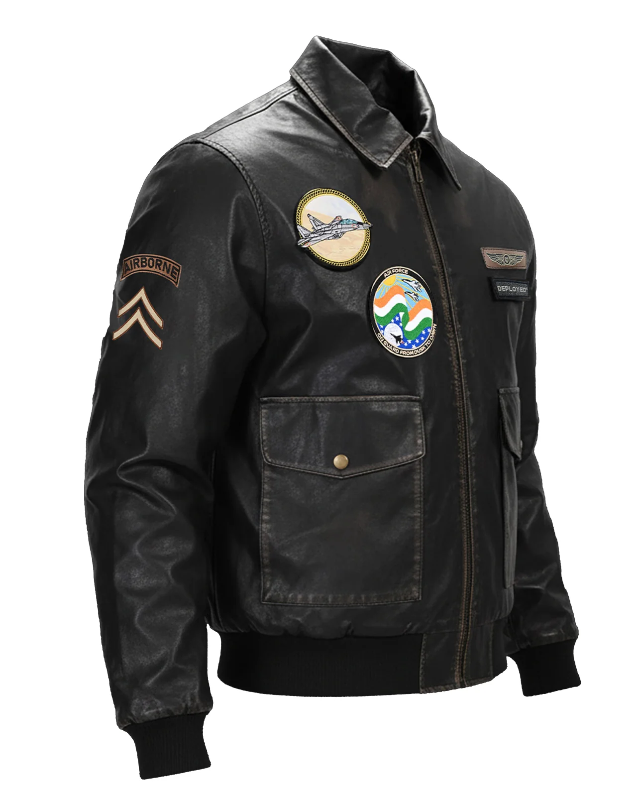 Aviator Bomber Vegan Leather Jacket - Image 3