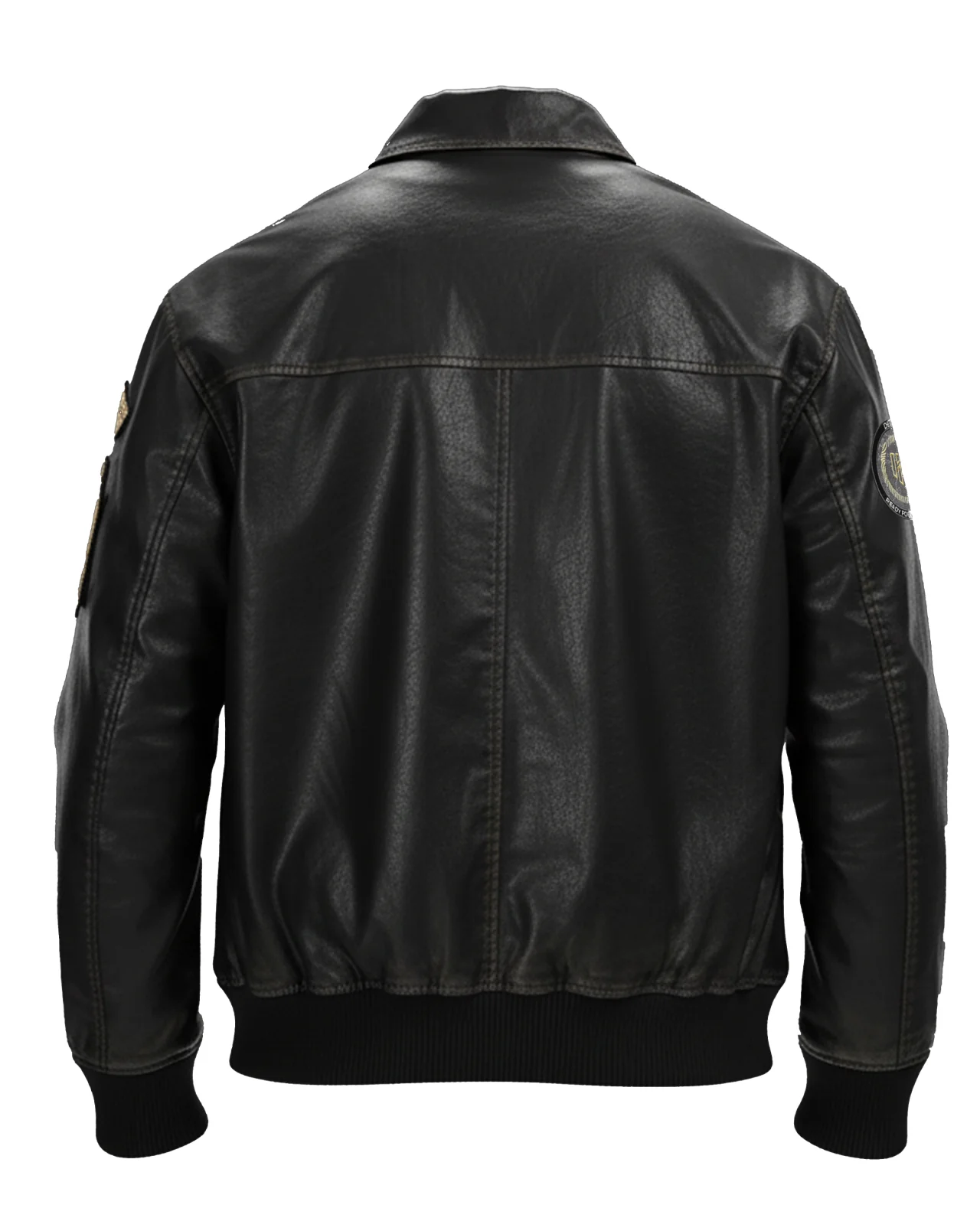 Aviator Bomber Vegan Leather Jacket - Image 4