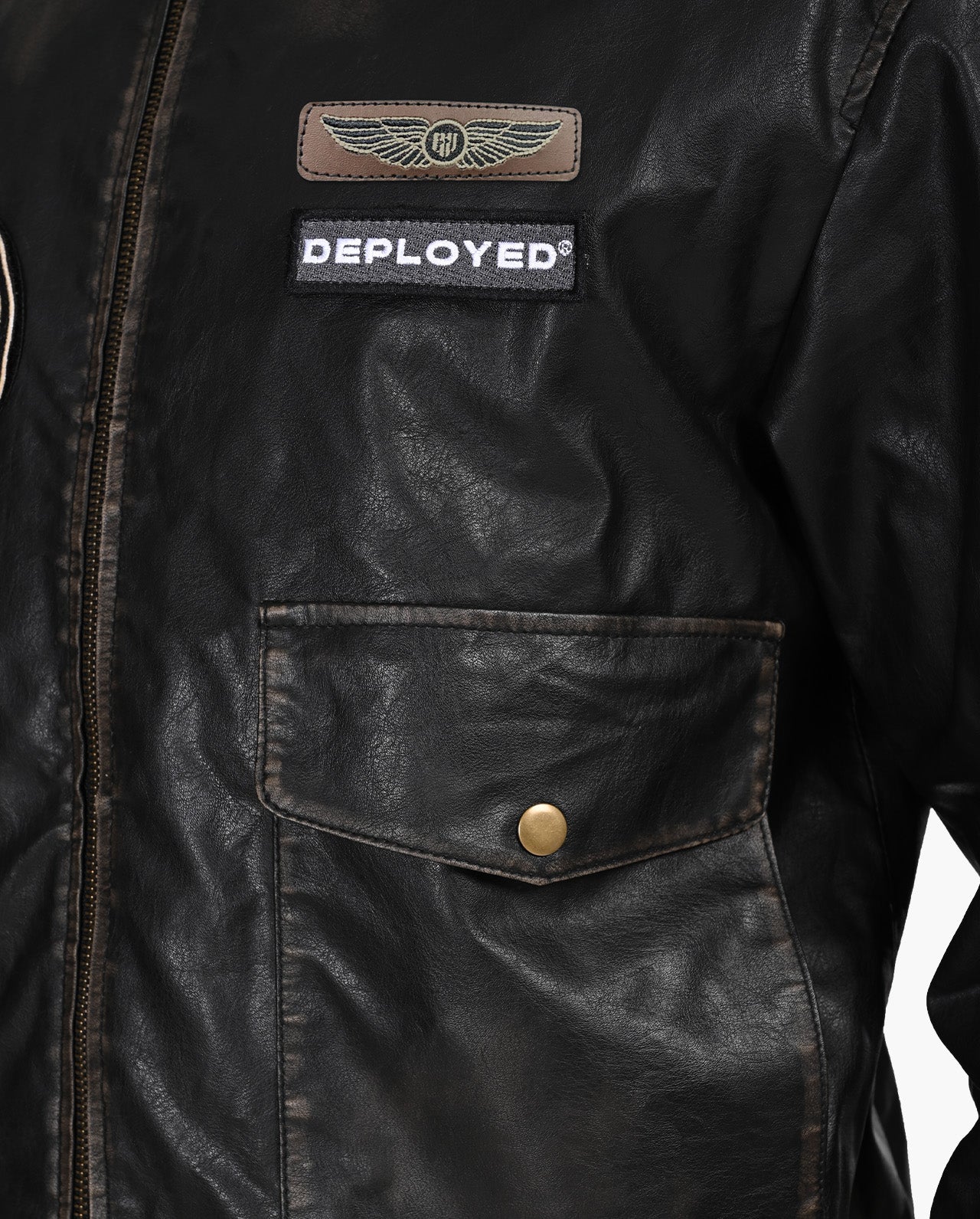 Aviator Bomber Vegan Leather Jacket - Image 8