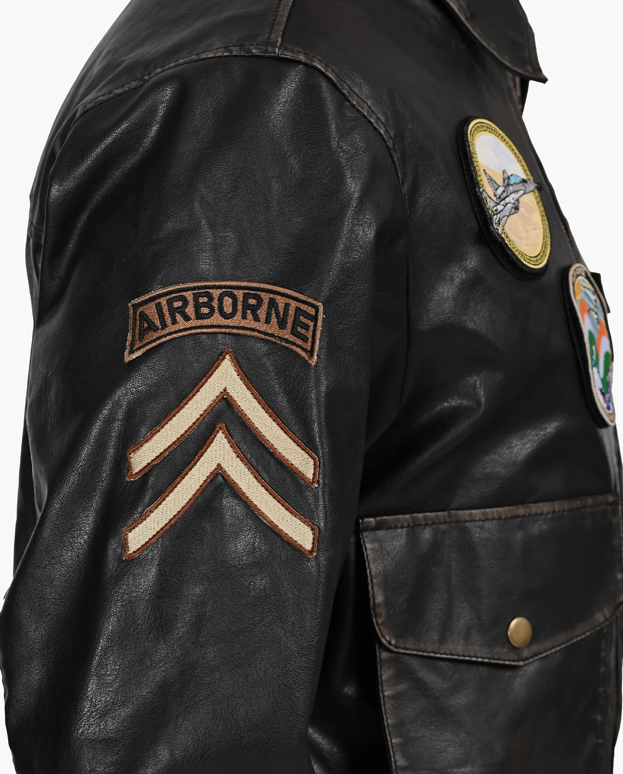 Aviator Bomber Vegan Leather Jacket - Image 9