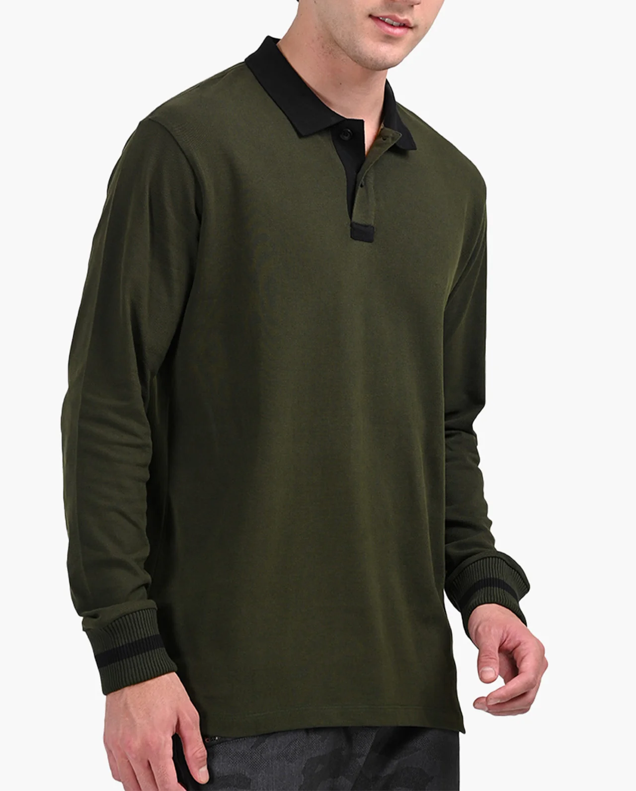 Olive Green Flagship Full Sleeve Polo T-Shirt - Image 3
