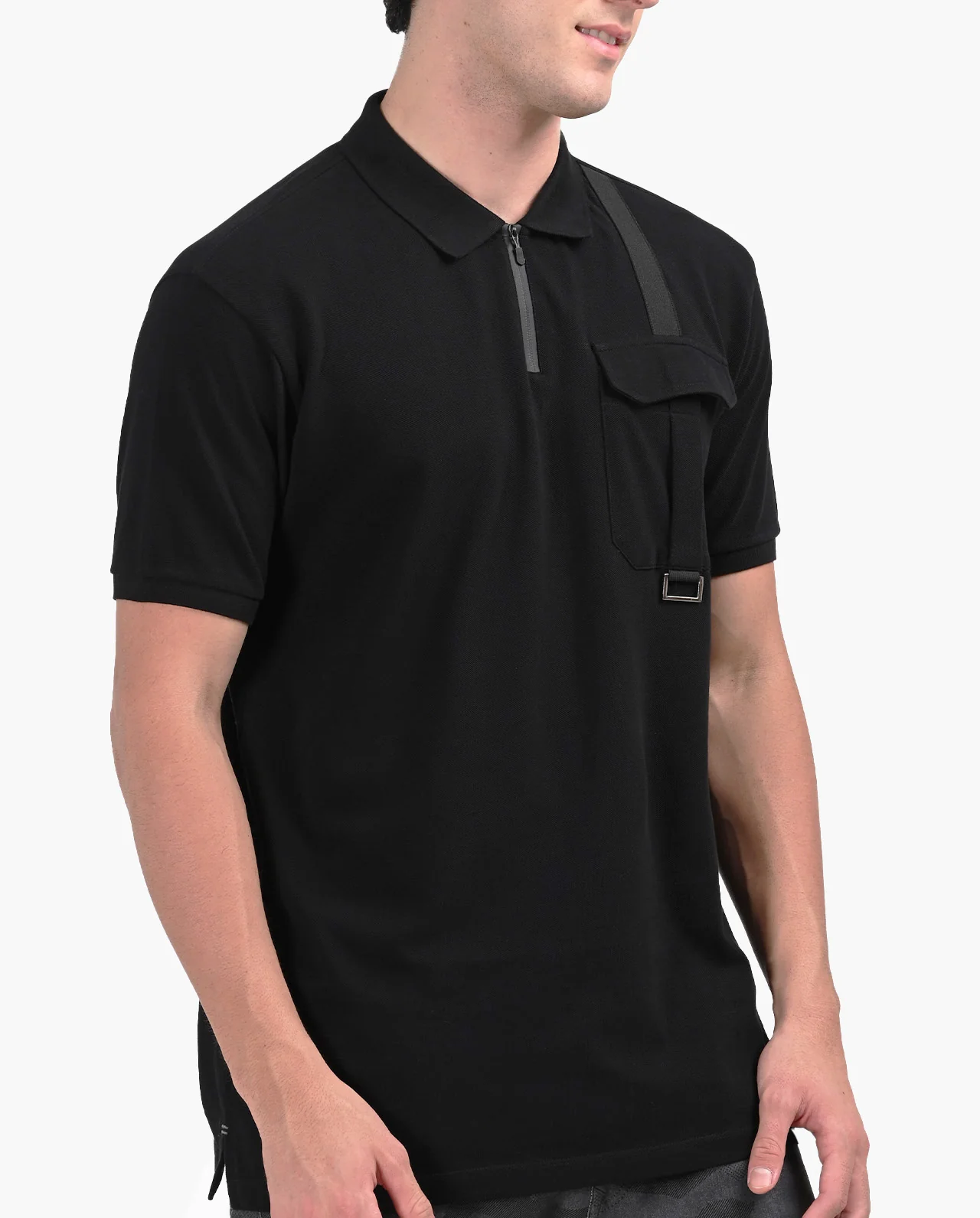 Prime Utility Black Polo T-shirt - Image 3